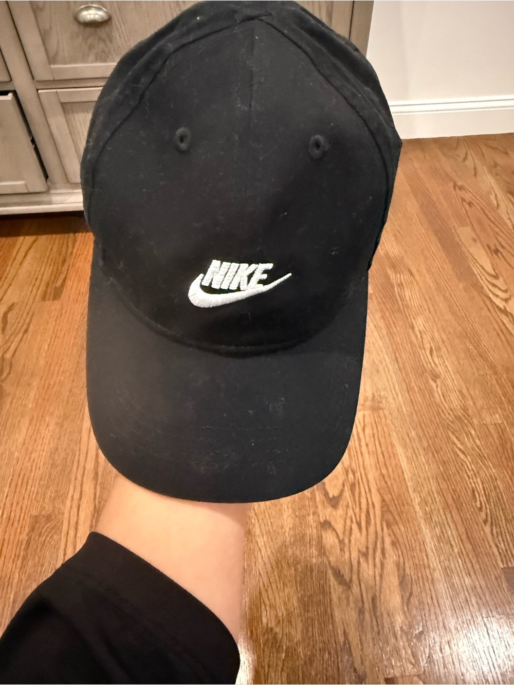 Child Nike Black Cap with White Swoosh Logo